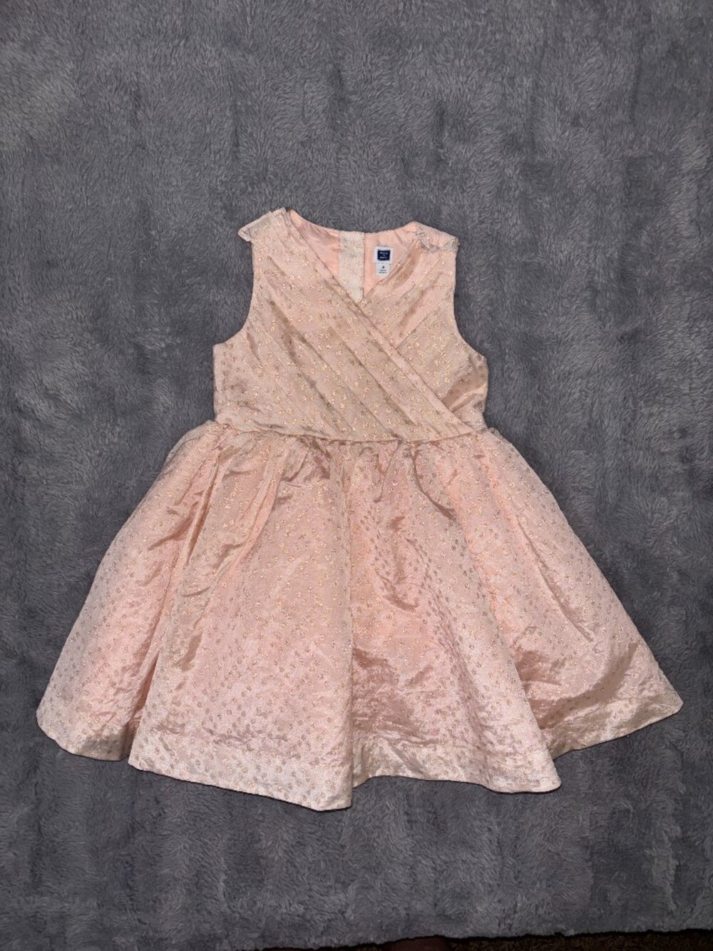 Janie and Jack Girls Size 3 Pink & Gold Metallic Dot Jacquard Party Dress